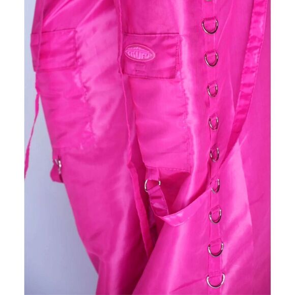 Yrufo Mecha D-Ring Unisex Wide Leg Pants Streetwear Hot pink Size Large - Picture 4 of 11